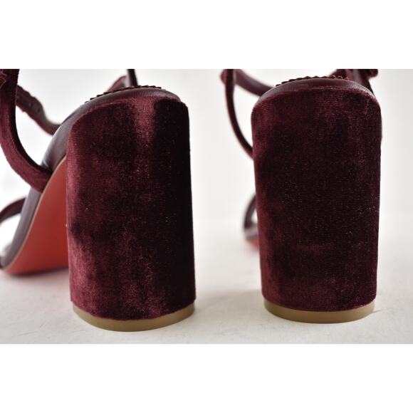 Christian Louboutin Miss Jane Sandal 85 Burgundy Red Ankle Strap Block Heel 38 - Picture 12 of 13